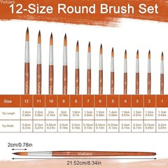 12Pcs Artist Paint Brushes Set Professional Brush Wooden Oil Acrylic Watercolour