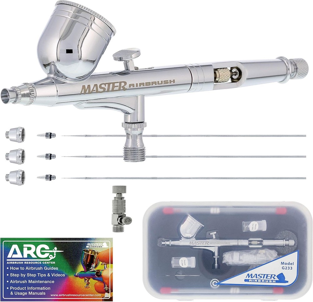 Master Performance G233 Pro Set Airbrush Gun with Without Hose, silver
