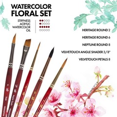 Princeton Artist Brush Co. Watercolor Floral Set – 5pc 5 Piece, Assorted