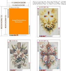 3 Pack Cross Diamond Art Kits for Adults – 5D Diamond Paintings for Beginner,DIY