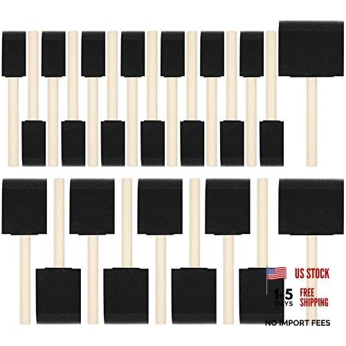 24 Pcs Foam Paint Brushes, Wood Handle Sponge Brushes for 24 PCS Wood Color