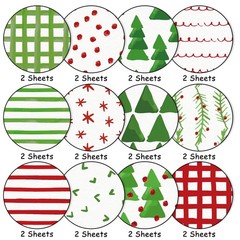 JarThenaAMCS 24 Sheets Christmas Pattern Paper Watercolor Xmas Red, Green