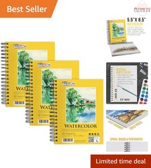 Watercolor Paper Pad Heavyweight Cold Pressed 5.5×8.5in 3 Pack Artist Supplies