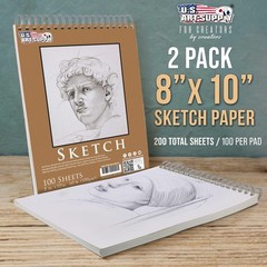 U.S. Art Supply 8″x10″ Top Spiral Bound 8-x-10-inch, Graphite,Natural White