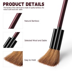 5 PCS Watercolor Brushes Goat Sable Hair Nylon Paint Brush Flat Round Detail
