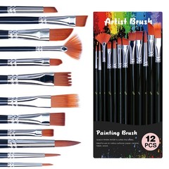 Acrylic Paint Set with 12 Art Brushes, 36 72 Fl Oz (Pack of 1), 36 Colors