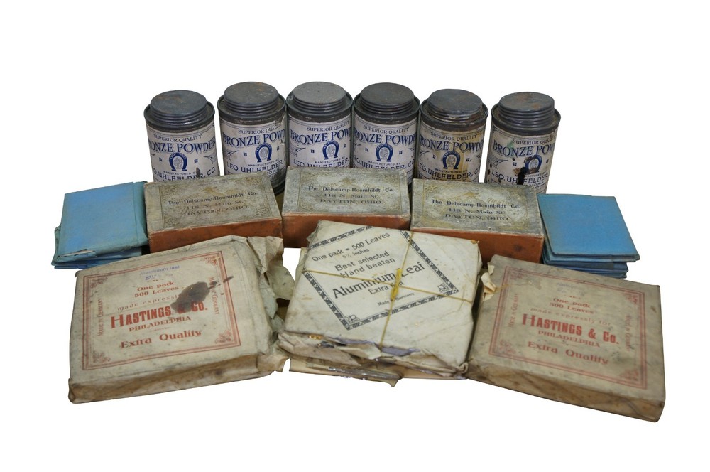 Assorted Lot of Aluminium Silver Gold Bronze Powder & Leaf Foil Hastings Uhlfeld