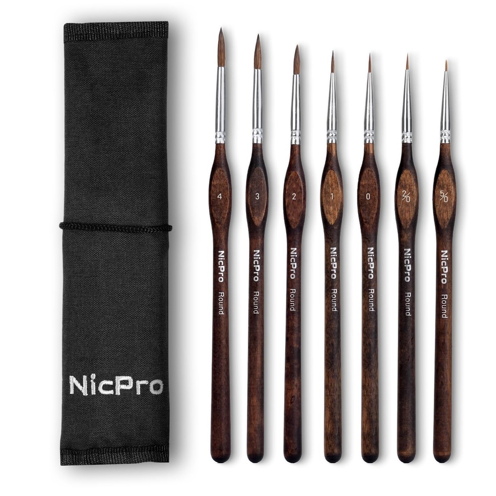 7pcs Kolinsky Sable Miniature Paint Brushes, Professional Fine Detail Paint B…
