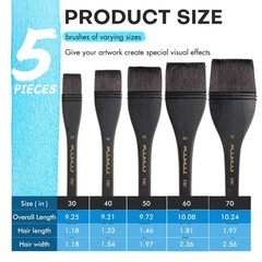 Flat Brushes, 50mm Professional Squirrel Hair Flat Hake Brushes, Artists Scal…