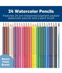 Faber Castell Grip Watercolor Pencils 24 Count with Brush Non Toxic Ergonomic