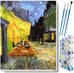 Paint by Number Kits, Van Gogh Oil Painting Art Works DIY 40x50cm,Cafe Terrace