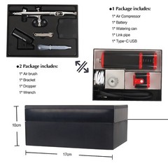 Portable Upgraded Dual-Action Extra Battery Airbrush kit with Compressor-Replace