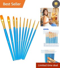 Professional Round Pointed Nylon Hair Paint Brushes for Acrylic & Watercolor