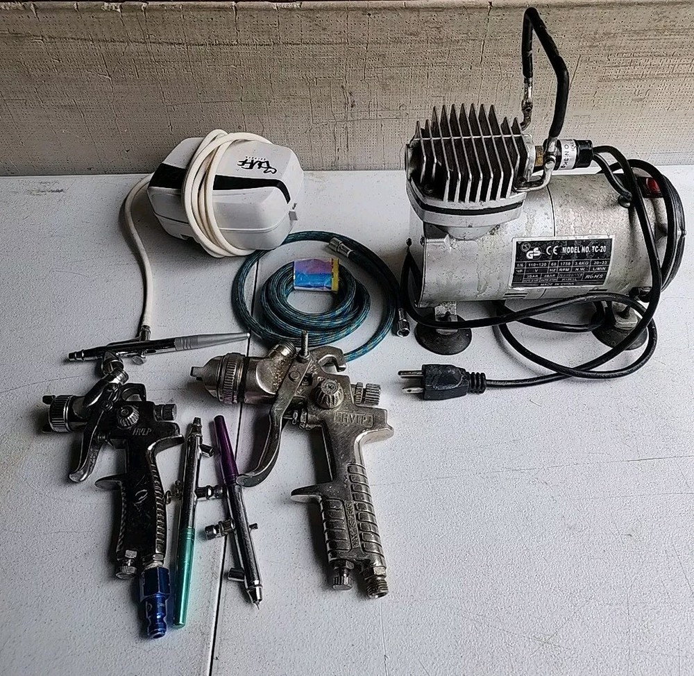 Airbrush Air Compressor Lot ( Works) PARTS & REPAIR Everything Shown Included
