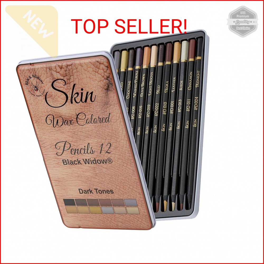 Black Widow Skin Tone Colored Pencils for Adult Coloring Books – 12 Soft Core Co
