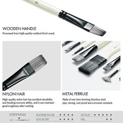 ARTIFY 10 Pieces Paint Brush Set, Intermediate White – Premium Nylon Hair