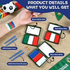 Green Blue White Red Face Painting Kit, White+Green+Blue+Red+4 Pcs Brushes