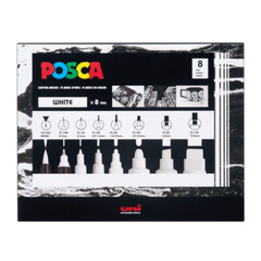 Posca 8 Piece Set of All Tip Sizes All White Set Graffiti Art Supplies