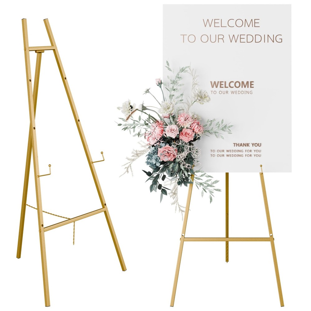 Gold Easel Stand for Sign, Heavy Duty Easel, 4-Tier Adjustable Art Easel for …