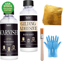 Gold Leaf Kit 100Ml Adhesive 100Ml Varnish 100 Sheets 1 Brush Craft Decoration