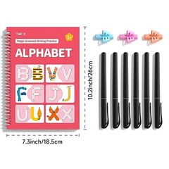 TIME X Magic Grooved Writing Practice Books, Reusable 3D Groove Handwriting P…