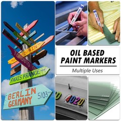 Paint Markers, 12 Pack Oil-Based Waterproof 6 Count (Pack of 2), 12 Colors