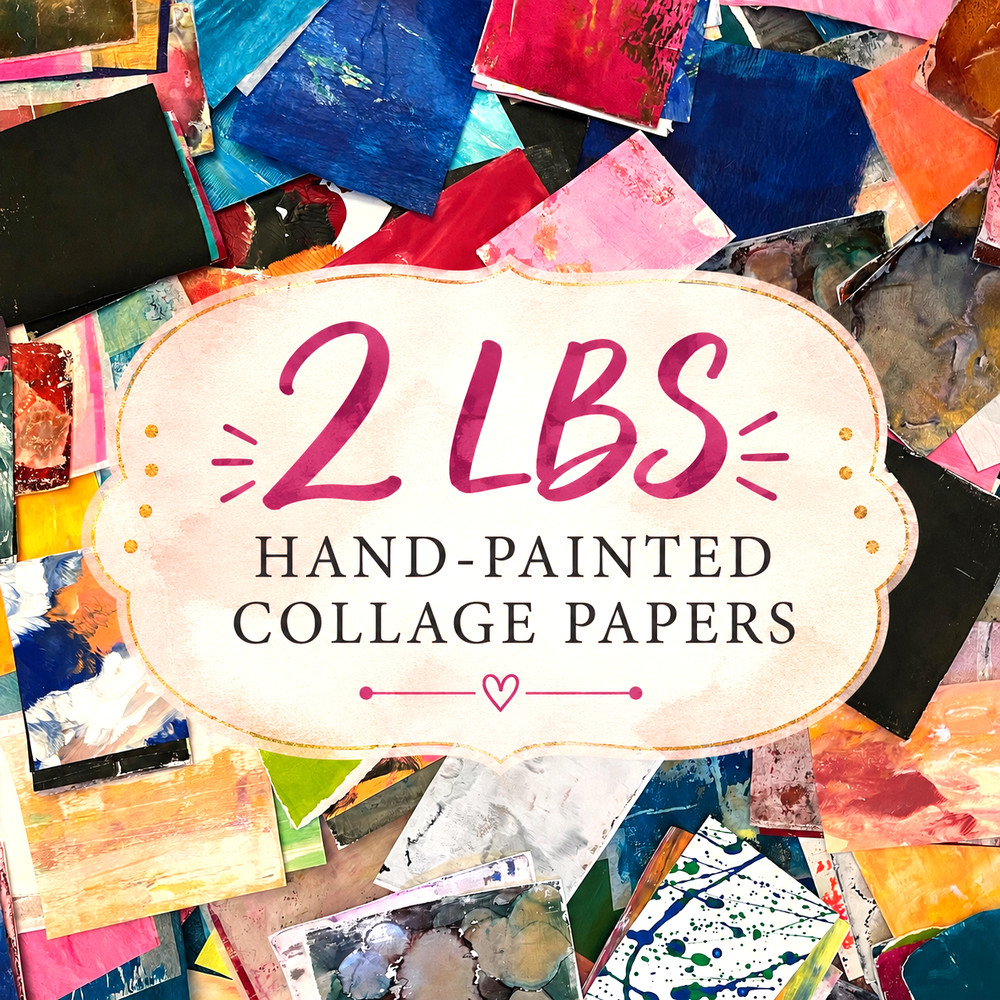 2lb Mixed Media Collage Paper Box Hand-Painted Papers for Collage & Art Journals