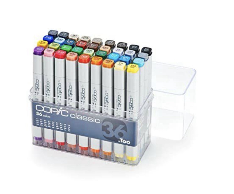 Copic Classic Alcohol-Based Markers 36 Piece Set Basic Replaceable Nibs Refill