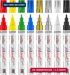Overseas Fine Tip Oil-Based Paint Marker Pen – 8 Colors 0.9mm Fine Nib Permanent