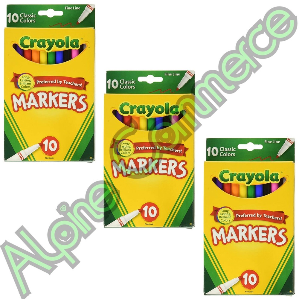 *3-Pack* Crayola Fine Line Markers 8 Long Lasting Brilliant Colors 58-7726