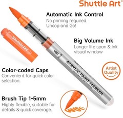 Automatic Ink Control Acrylic Paint Markers, 48 Colors Brush Tip Acrylic Pain…