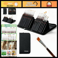20-Piece Miniature Paint Brush Set – Nylon Bristles, Wood Handles, Carrying Case