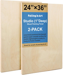 Unfinished Birch Wood Panels Kit for Painting, Wooden Canvas 2 Pack of 24 X36 St
