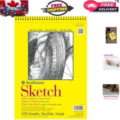 Perfectly Sized 9×12 Inch Spiral Sketch Book – 100 Professional Drawing Sheets