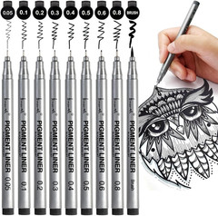 9 Pack Micro Fineliner Drawing Art Pens for Sketching Watercolor Anime Manga