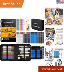 176PCS Deluxe Art Supplies Kit: All-in-One Sketching Set with 100 Sheets
