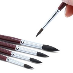 Squirrel Hair Round Paint Brush Set Short-Handle for Watercolor Gouache Ink