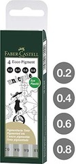 Faber Castell ECCO PIGMENT Fiber Tip Pens Black 4 Count with Varying Tip Sizes