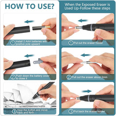 Electric Eraser, Battery Operated Automatic Pencil Eraser with 220 Erasers Refil