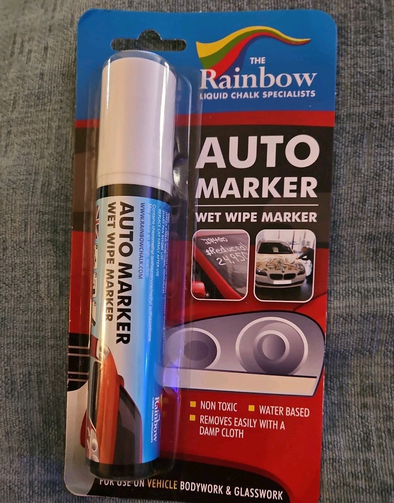 The Rainbow Auto Wet Wipe Marker Wide Tip Bodywork & Glasswork Non-Toxic