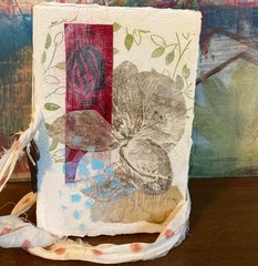 Handmade Art Journal: Orchid MonoPrint, Arches Watercolor Paper, Silk Tie
