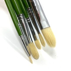 XDT#515 Filbert Art Brush 6 Pc #2# #6#8#10#12 Set Pure Hog Bristle Acrylic Oil