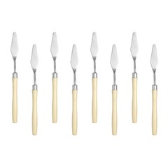 8pcs Painting Palette Knife 7.09″ Pointed Stainless Steel Blade Beige