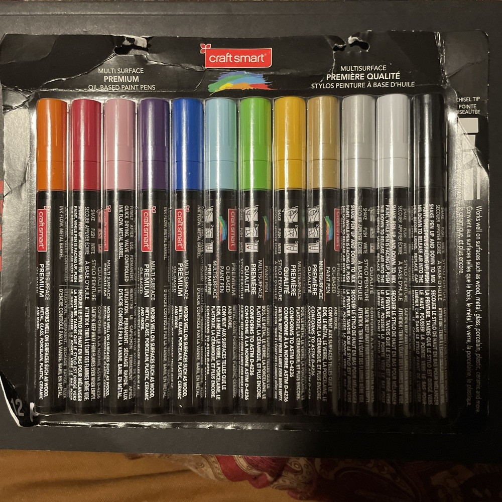 Premium Chisel Tip Oil-Based Paint Pens by Craft Smart® 12ct Colors DAM. BOX.