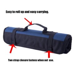 Canvas Tool Roll Up Bag Organizer with Pouches for Wrenches,Screwdrivers,Sockets