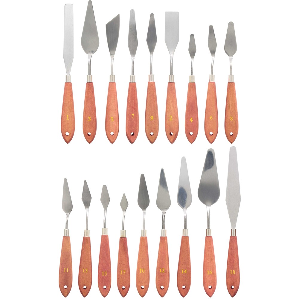 18pc Steel Artist Spatula Palette Knife Set, Apply Oil Acrylic Art Paint Canvas