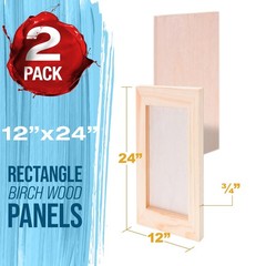 U.S. Art Supply 12″ x 24″ Unfinished Cradled Wood Panels for x 24″, Brown