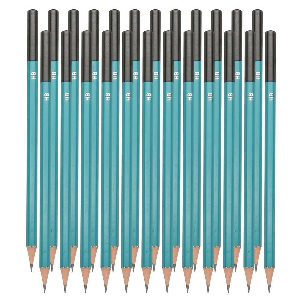HB Drawing Pencils, 24PCS, Hexagonal , Black Refill, Green/Black Pole