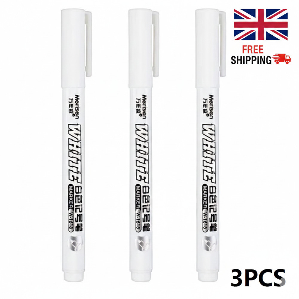 3pcs White Paint Marker Permanent Pen For Metal,Art,Wood,Paper,Plastic,Drawing