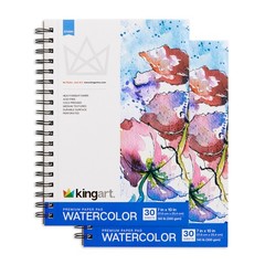 Cold-Pressed Watercolor Paper Pads, 2-Pack, 7×10″, 30 Sheets Each, 140 lb/300…